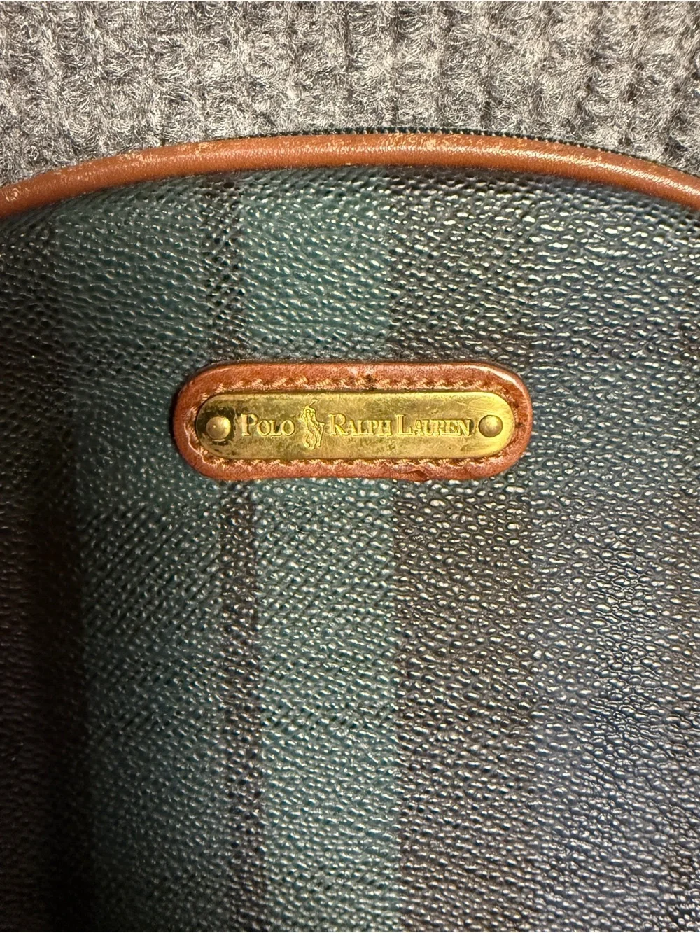 Vintage Polo Ralph Lauren Black Watch Plaid Dome Cosmetic Pouch Clutch Bag